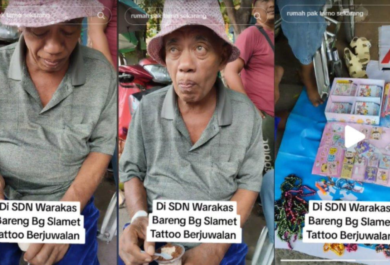 Kondisi Membaik, Pak Tarno Jualan Alat Tulis di Depan SD Bersama Istri