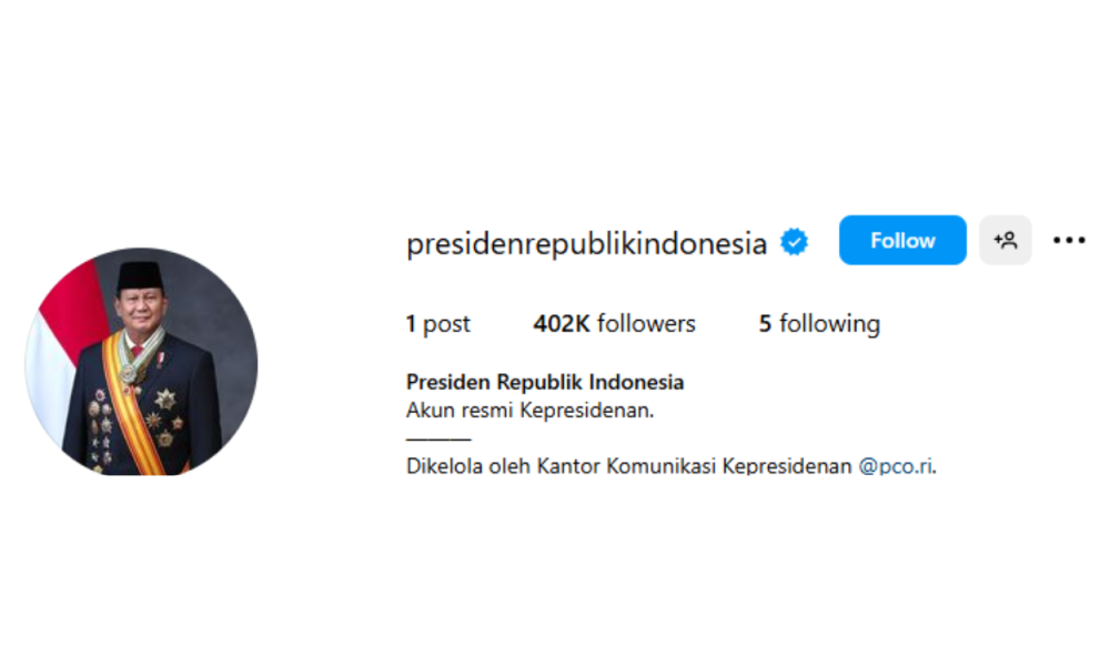 Prabowo Luncurkan Akun Instagram Resmi Kepresidenan @presidenrepublikindonesia