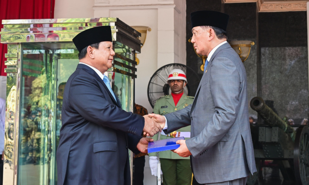 Presiden Prabowo Hadir di Upacara Penerimaan dan Penyerahan Momerandum Menteri Pertahanan