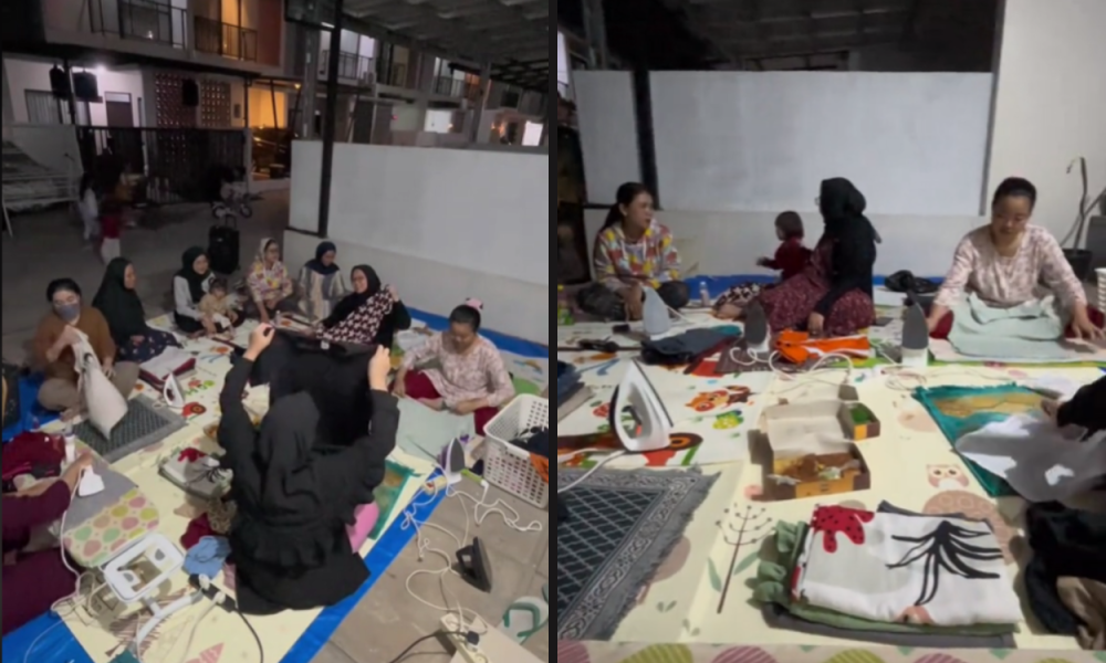 Viral Video, Emak emak Komplek Setrika Bareng sambil Bawa Camilan