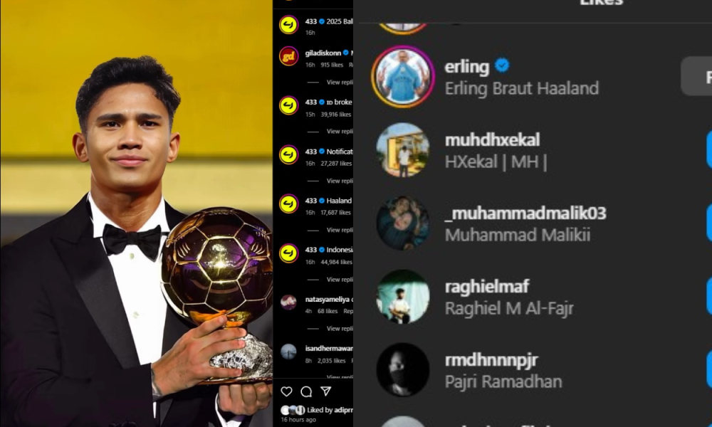 Erling Haarland Like Foto Marselino Ferdinan yang Diedit Media Asing sebagai Penerima Ballon d'Or