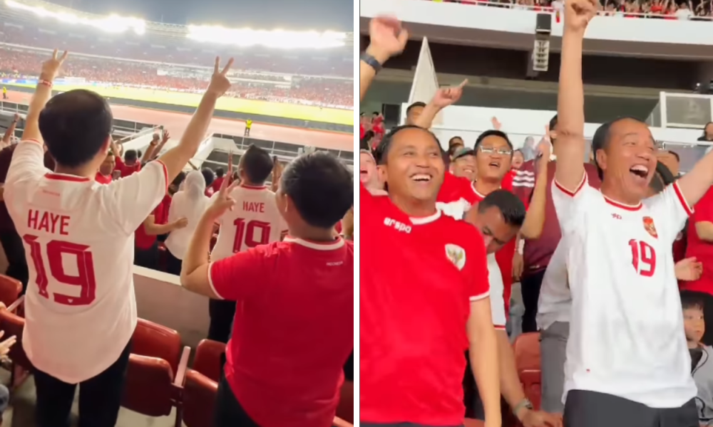 Jokowi Nonton Indonesia Vs Arab Saudi Memakai Baju Thom Haye dan Duduk di Tribun Biasa