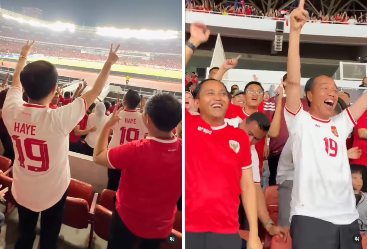 Jokowi Nonton Indonesia Vs Arab Saudi Memakai Baju Thom Haye dan Duduk di Tribun Biasa