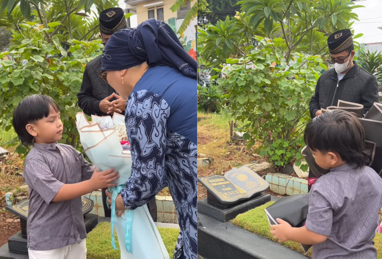 Momen Gala Sky Bawa Buket Bunga, Ziarah ke Makam Vanessa dan Bibi