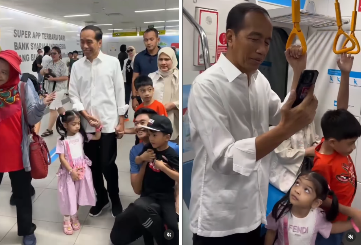 Momen Jokowi Bersama Jan Ethes dan La Lembah Naik MRT Jakarta