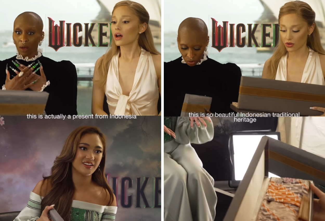 Momen Marion Jola Berikan Batik untuk Ariana Grande