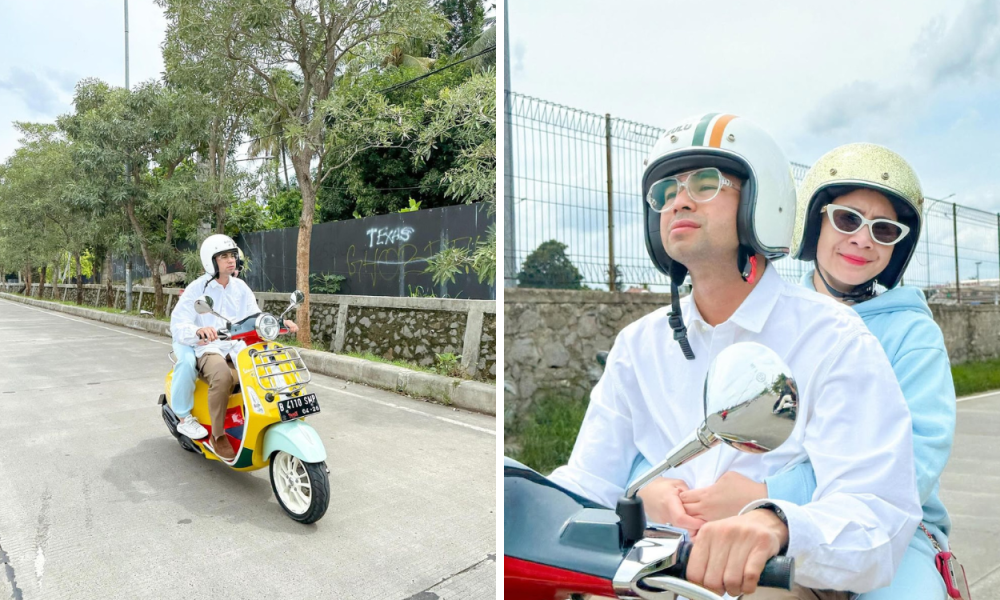 Raffi Ahmad dan Nagita Slavina Naik Vespa untuk Nyoblos di TPS Cinere