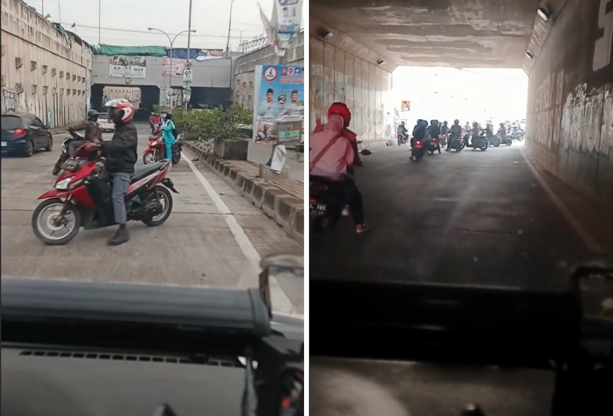 Video Viral, Ambulans Paksa Pengendara Motor yang Melawan Arah Putar Balik di Bekasi