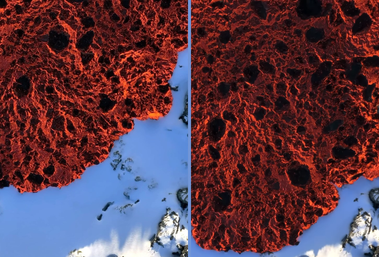 Viral! Lava Gunung Sundhnúkagígar Menyatu dengan Salju, Ini Penjelasannya