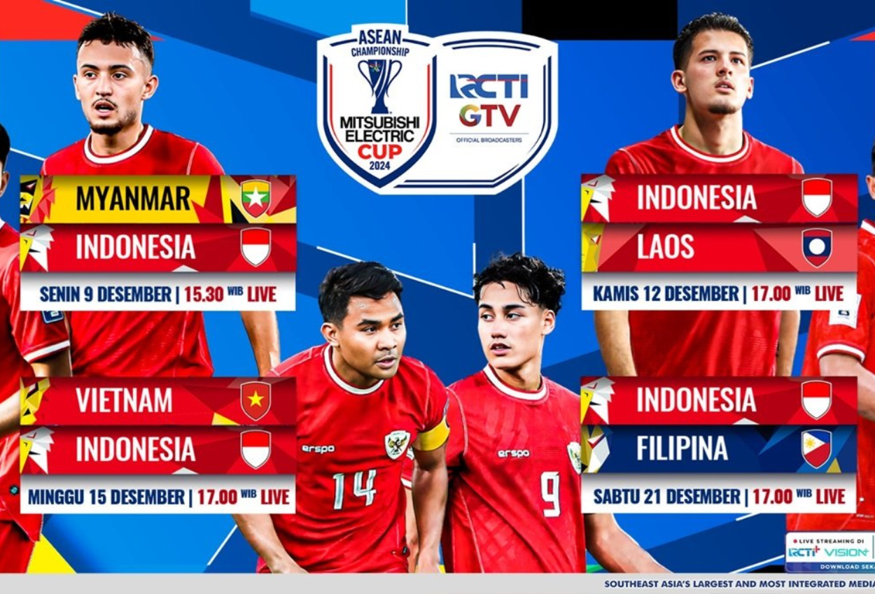 Jadwal Lengkap Siaran Timnas Indonesia di Piala AFF 2024, Live di RCTI dan GTV