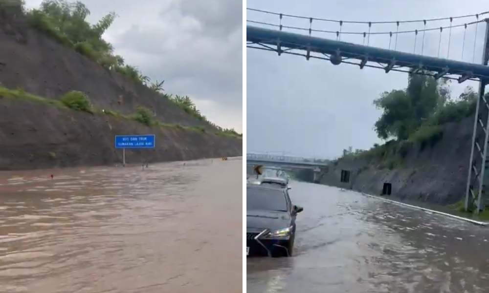Tol Pandaan Malang Terendam Banjir sepanjang 100 Meter hingga Akibatkan Kemacetan Parah