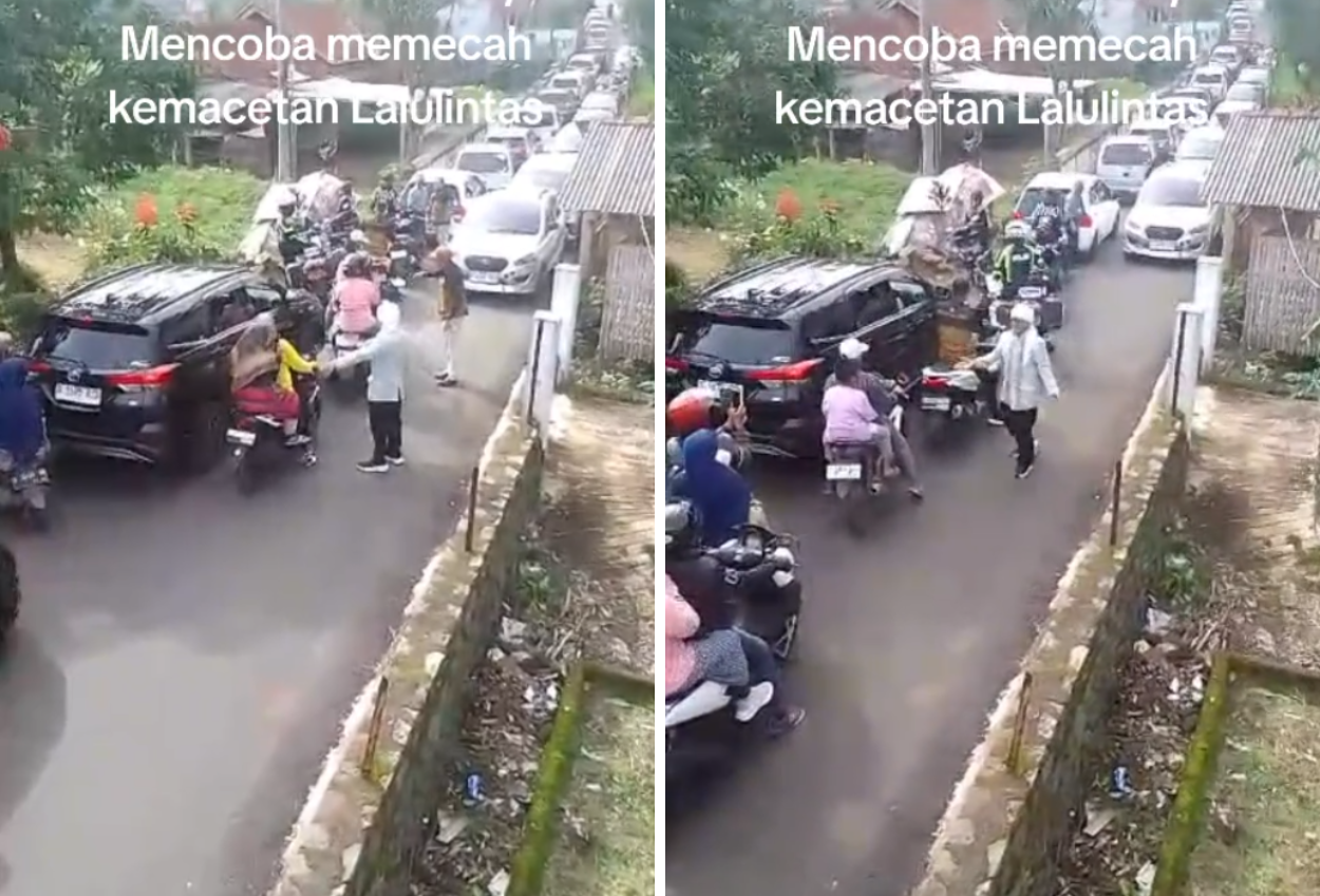 Aksi Spontan Aa Gym Bantu Atasi Kemacetan Parah di Libur Nataru Bandung