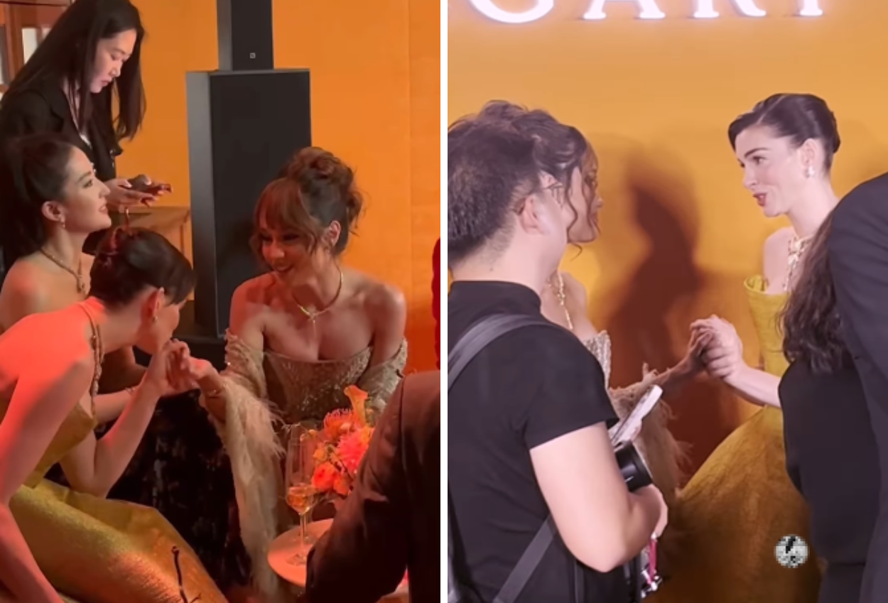 Anne Hathway Cium Tangan Cinta Laura Saat Acara Bvlgari di Sanghai