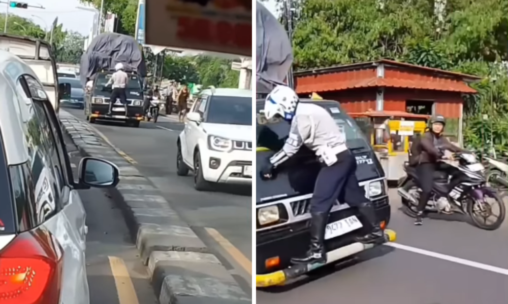 Bak 'Spiderman', Petugas Dishub di Depok Nemplok di Kap Mobil Pikap, Terseret 400 Meter