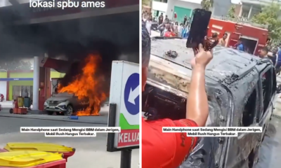 Diduga karena Main HP, Mobil Ludes Terbakar Saat Isi BBM di SPBU Sulsel