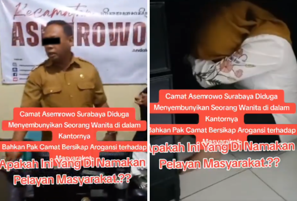 Digerebek Warga, Camat Asemrowo Surabaya Keciduk Sembunyikan Wanita di Kolong Meja