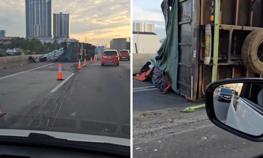 Kecelakaan di KM 19 Tol Tangerang, Truk Terguling dan Alami Kerusakan Parah