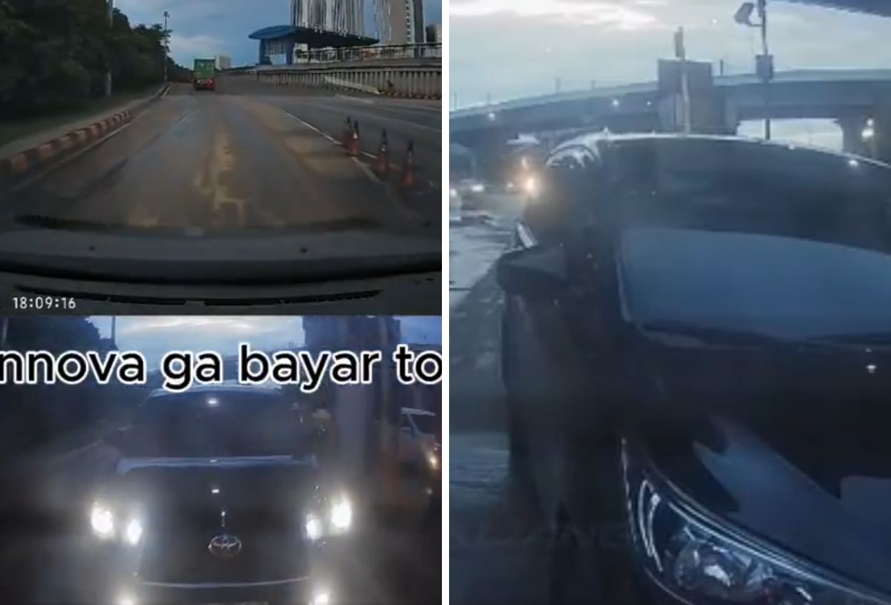 Mobil Innova Reborn Terekam Video Diduga Menerobos Pintu Tol di Cikarang Barat