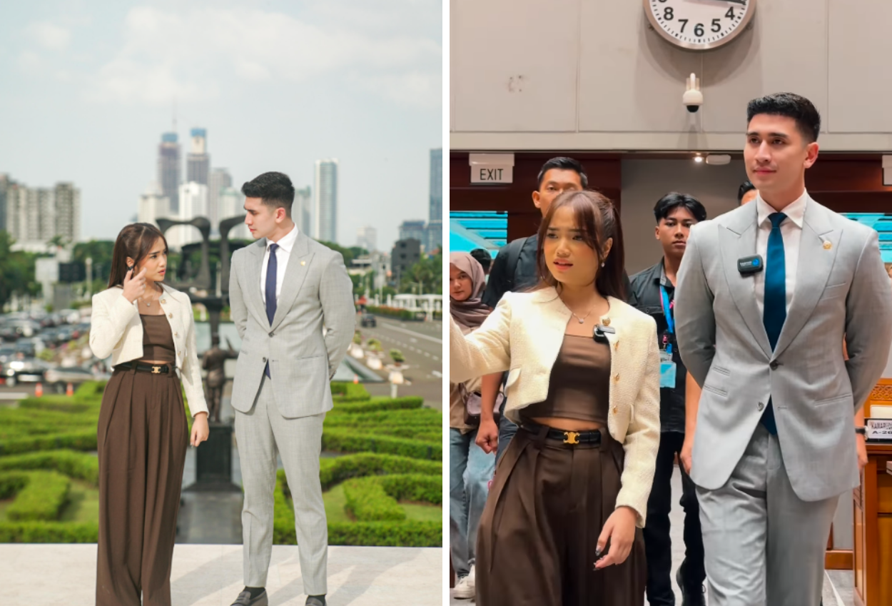 Outfit Fuji Panen Hujatan saat Diajak Verrel Bramasta Keliling Gedung DPR RI