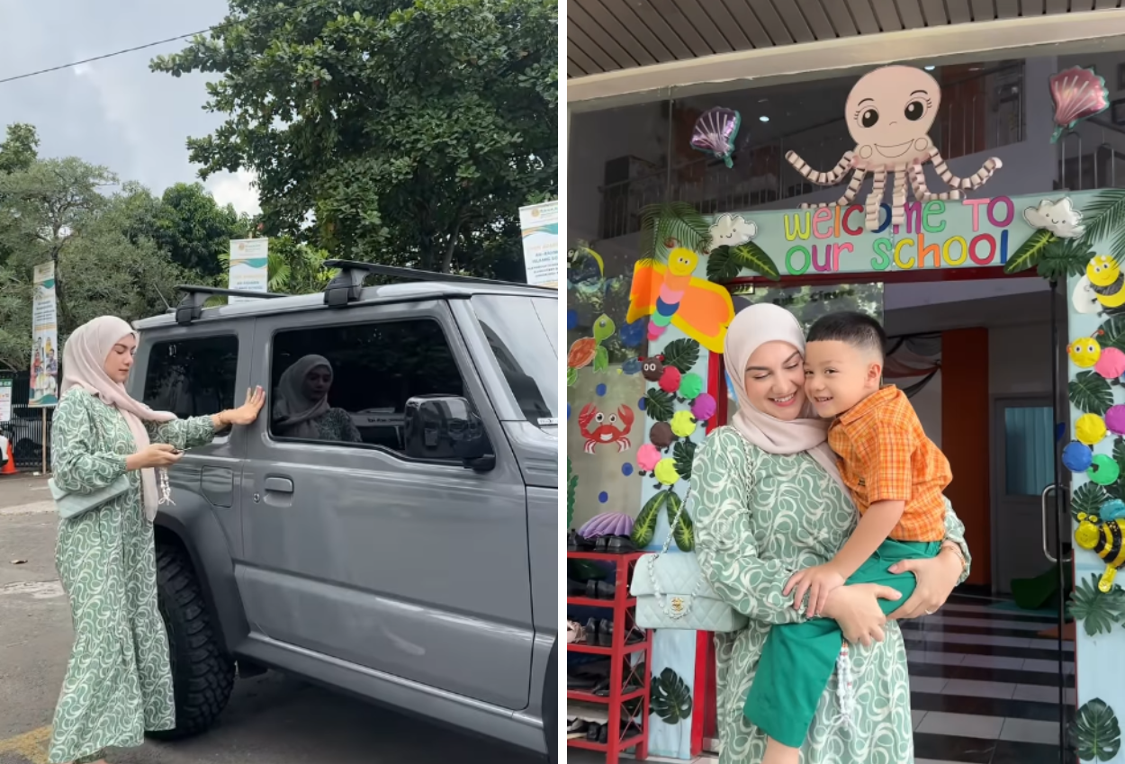 Penampilan Irish Bella saat Jemput Anak Tuai Sorotan, Pakai Daster tapi Mobil sama Tasnya Mewah!