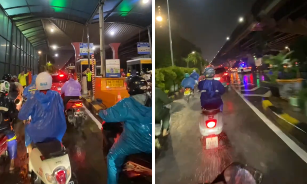 Pengendara Motor Masuk Jalan Tol Viral saat Banjir di Jakarta Utara