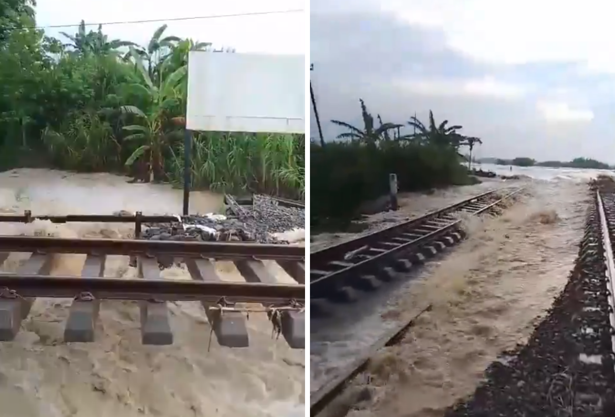 Rel Kereta di Grobogan Terendam Arus Deras Banjir, Beberapa Perjalanan Terkena Imbasnya