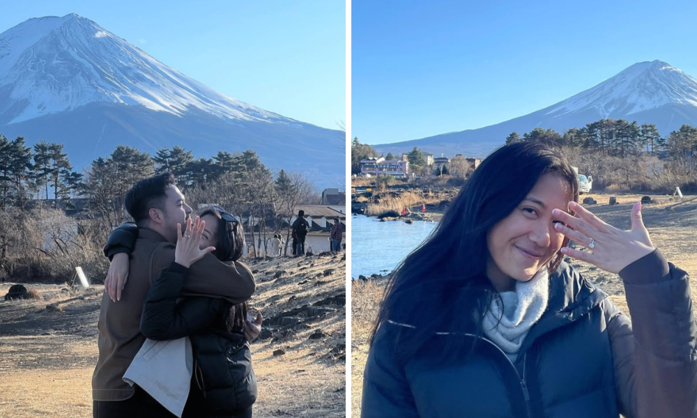 Romantis! Nadhif Basalamah Lamar Kekasih Berlatar Pemandangan Gunung Fuji.