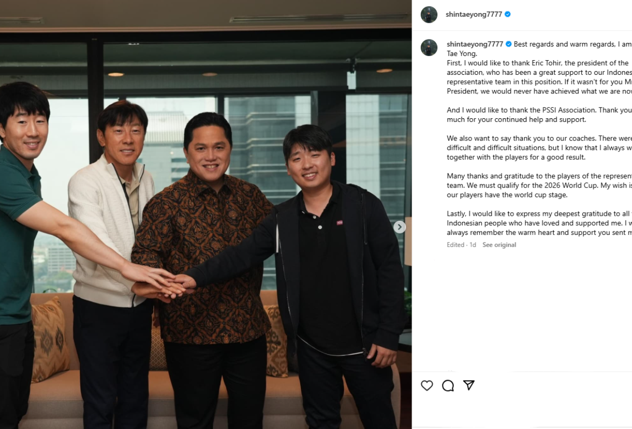 Shin Tae yong Unggah Momen Perpisahan dengan Timnas Indonesia di Instagram saat Kedatangan Patrick Kluivert