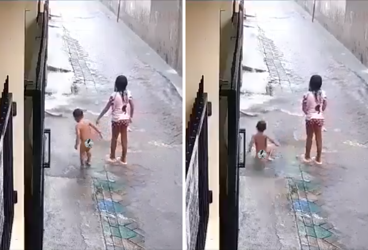 Terekam CCTV, Detik detik Balita Usia 3,5 Tahun Terseret Arus Got Saat Bermain Hujan hujanan
