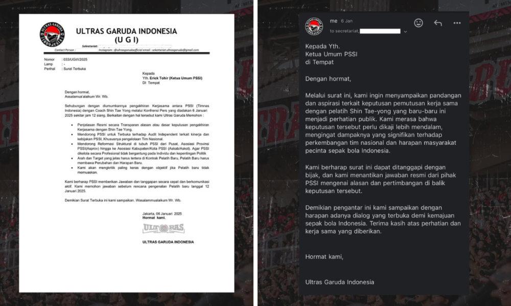 Ultras Garuda Kirim Surat Terbuka ke PSSI terkait Pemecatan Shin Tae yong