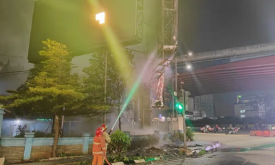 Videotron di Jalan Ahmad Yani Bekasi Terbakar Diduga karena Korsleting Listrik