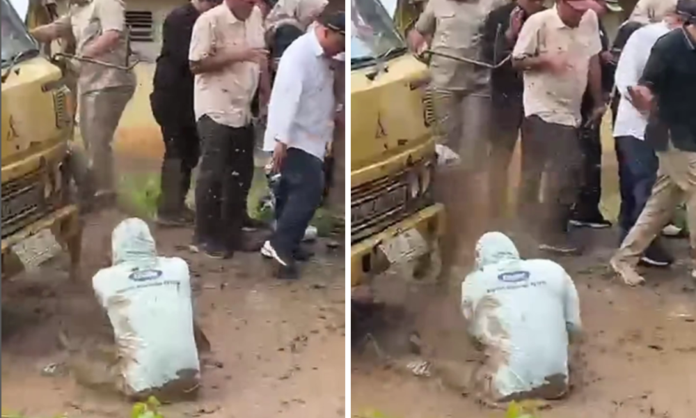 Viral! Anggota DPRD Lampung Disiram Air Genangan oleh Warga saat Tinjau Jalan Rusak
