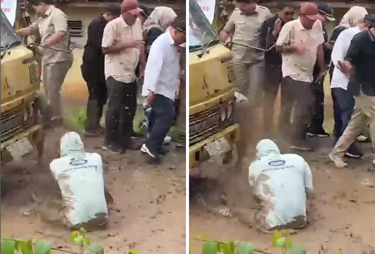 Viral! Anggota DPRD Lampung Disiram Air Genangan oleh Warga saat Tinjau Jalan Rusak