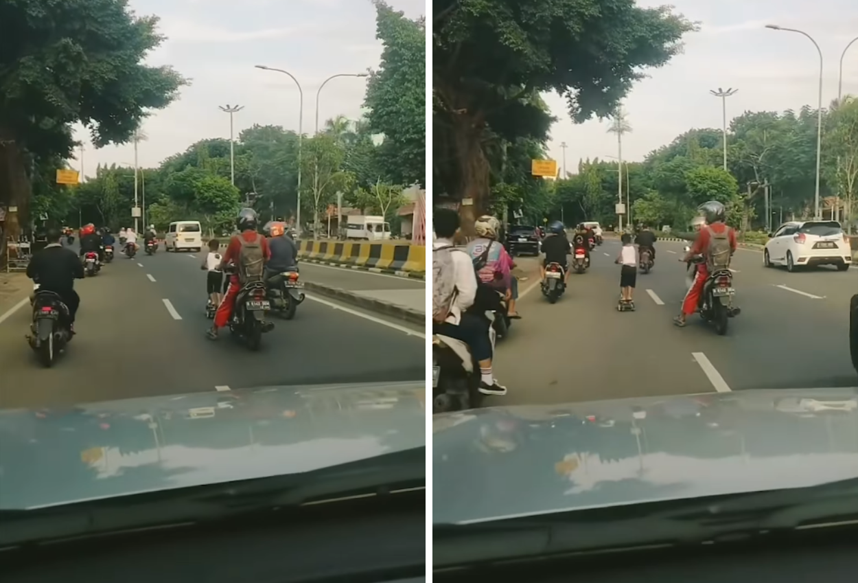 Viral! Bocah Main Skuter di Tengah Jalan, Netizen Geram dengan Pengawasan Orang Tua