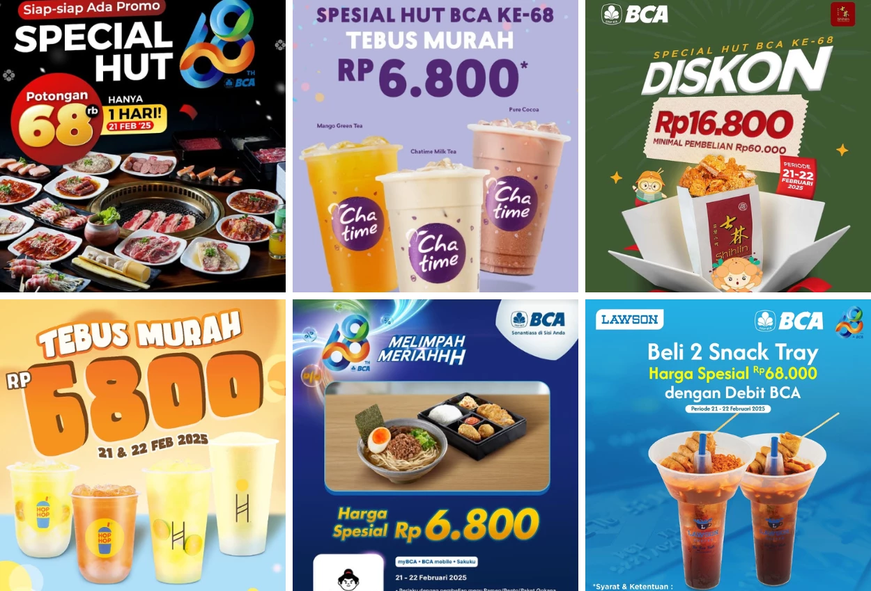 Daftar Promo Makanan Dan Minuman Dalam Rangka Hut Bca, Diskon Hingga 68%
