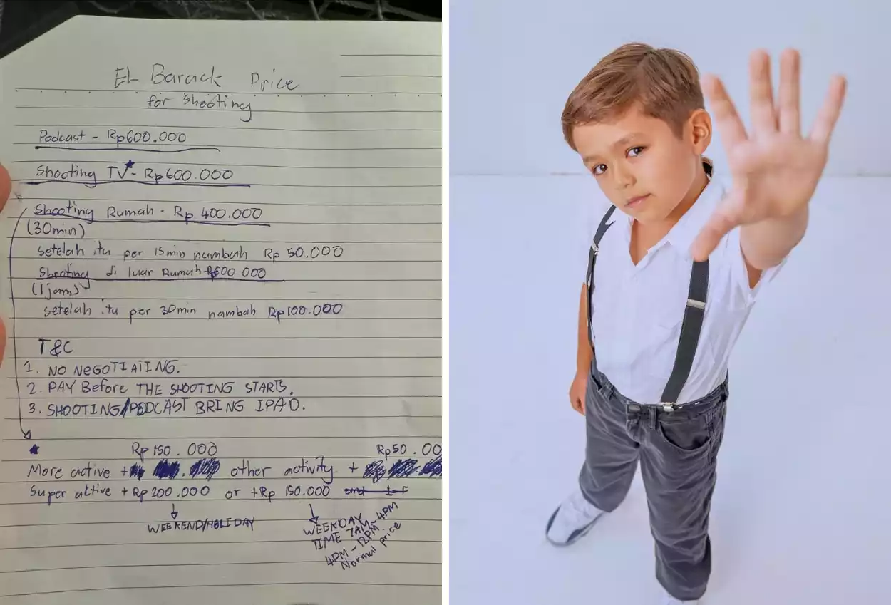 El Barack, Anak Jessica Iskandar, Membuat Price List Untuk Syuting Sendiri