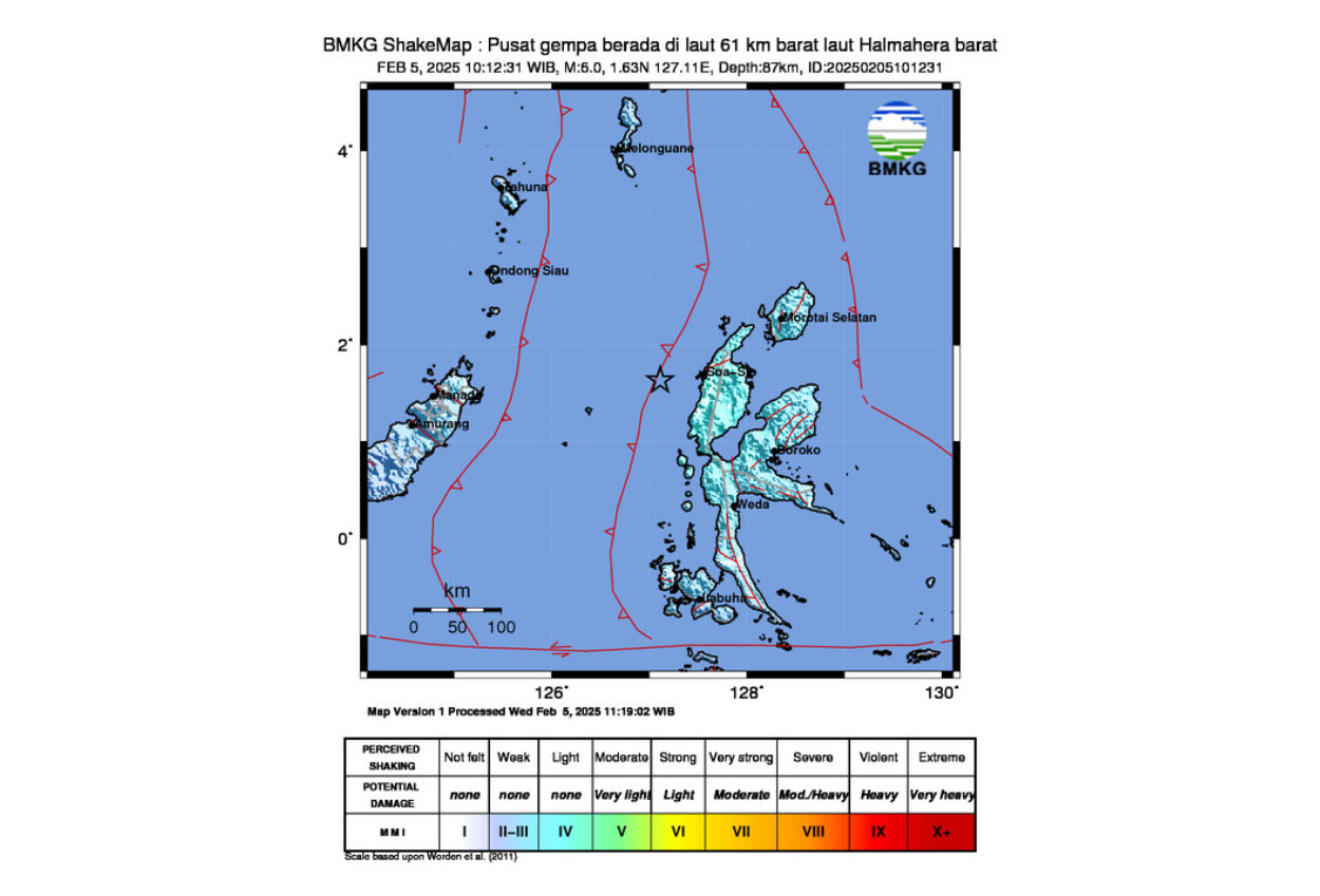 Gempa M6,0 Guncang Maluku Utara, Getarannya Terasa Kuat hingga Manado