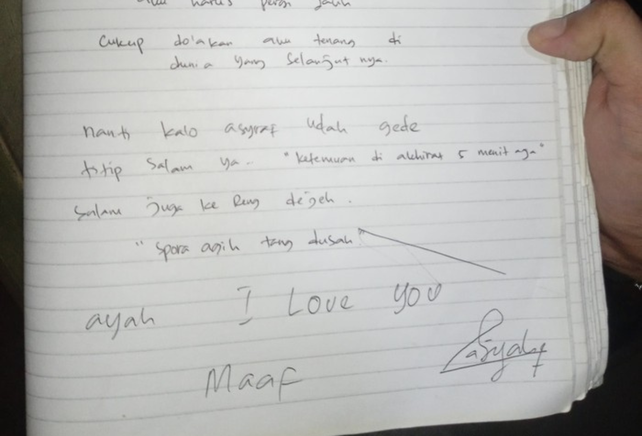 Ibu Muda di Bangkalan Tewas Gantung Diri Tinggalkan Suarat Wasiat Ayah I Love You Maaf