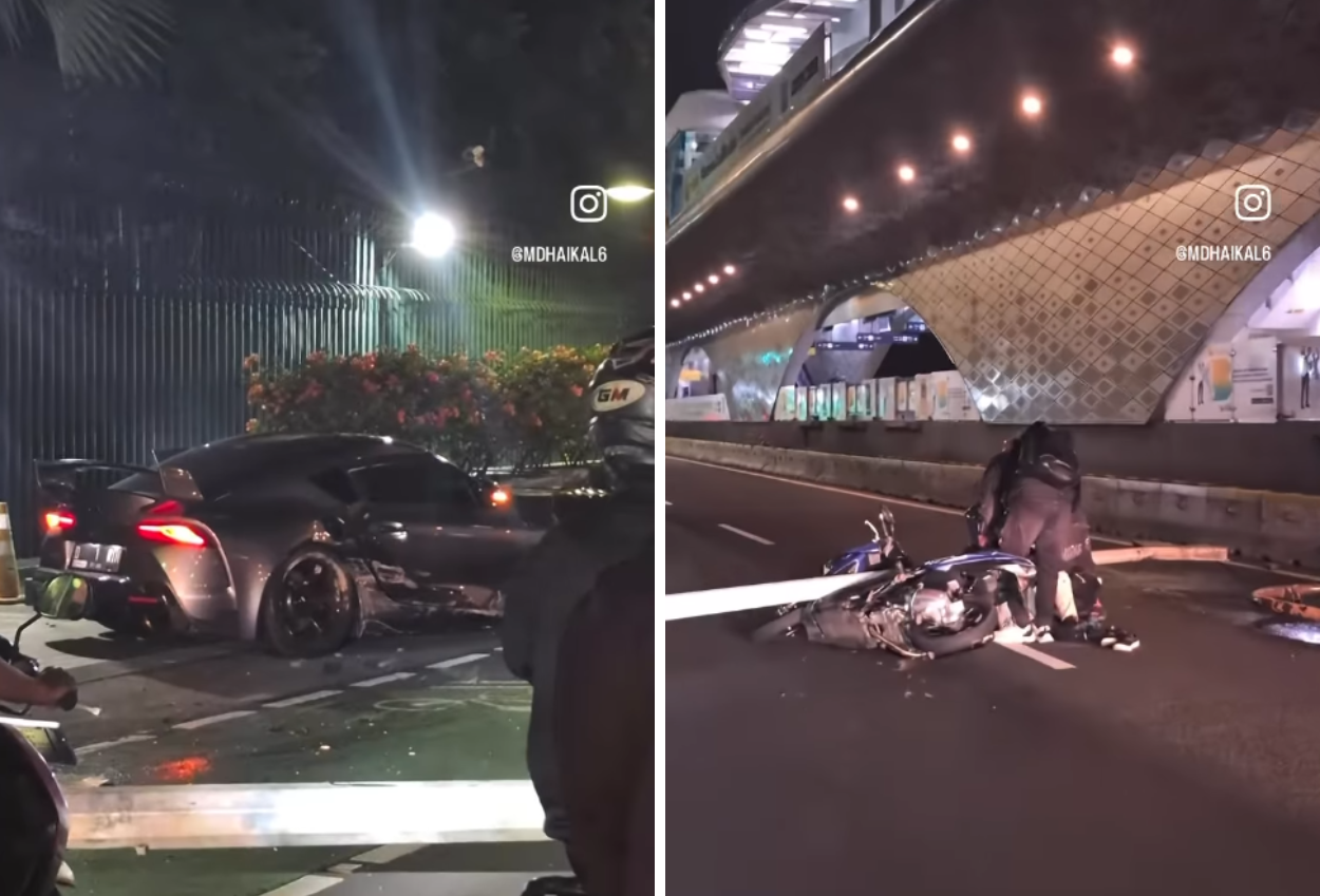Mobil Sport Kecelakaan, Hantam Tiang Lampu dan Pemotor di Kawasan Bundaran HI