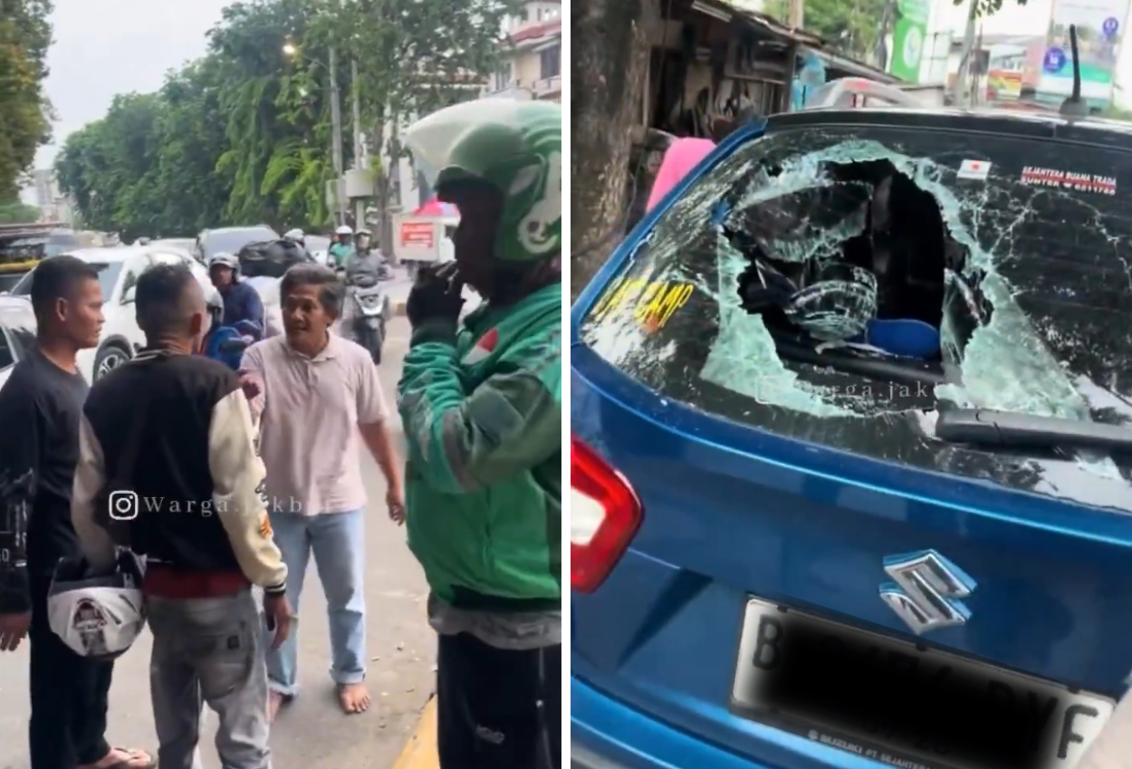 Pemotor di Cengkareng Pecahkan Kaca Mobil, Diduga Motor Kesenggol saat Lawan Arah