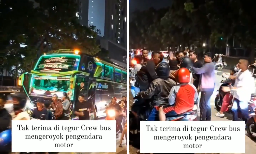 Viral! Kru Bus Diduga Keroyok Pemotor Karena Kesal Ditegur Soal Klakson Telolet