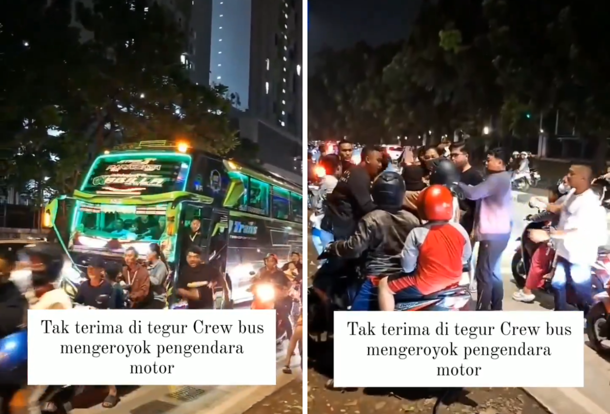 Viral! Kru Bus Diduga Keroyok Pemotor Karena Kesal Ditegur Soal Klakson Telolet