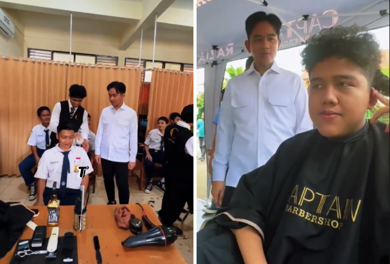 Wapres Gibran Kunjungan Ke Sekolah, Langsung Bawa Barbershop Untuk Rapikan Rambut Siswa