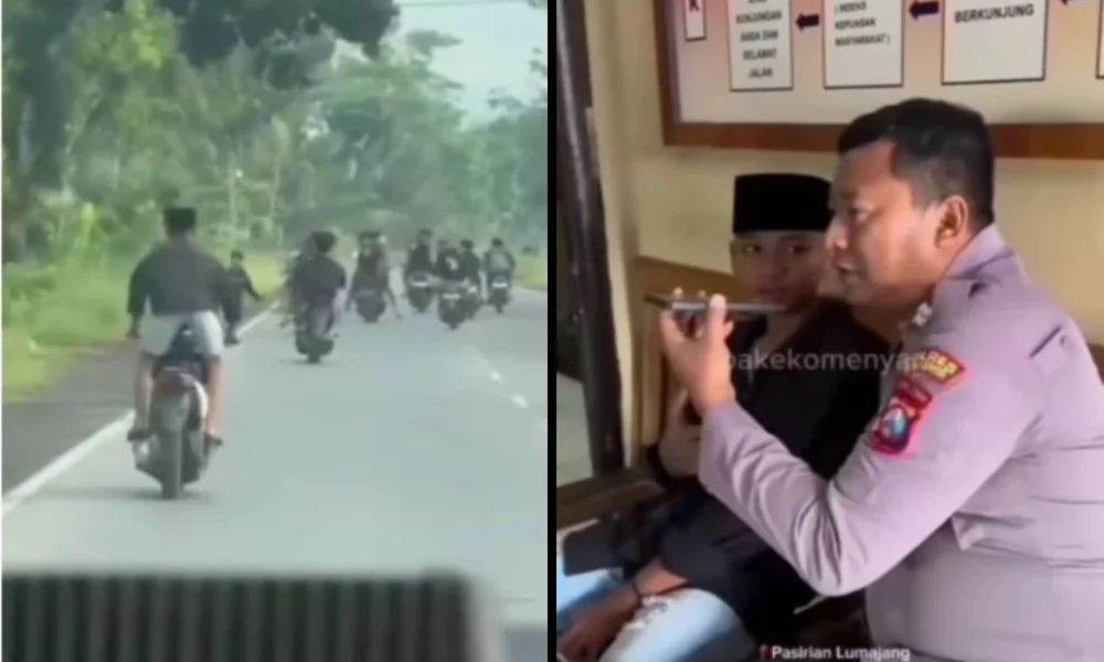 Ejek polisi saat balap liar, remaja lumajang menangis saat ditangkap