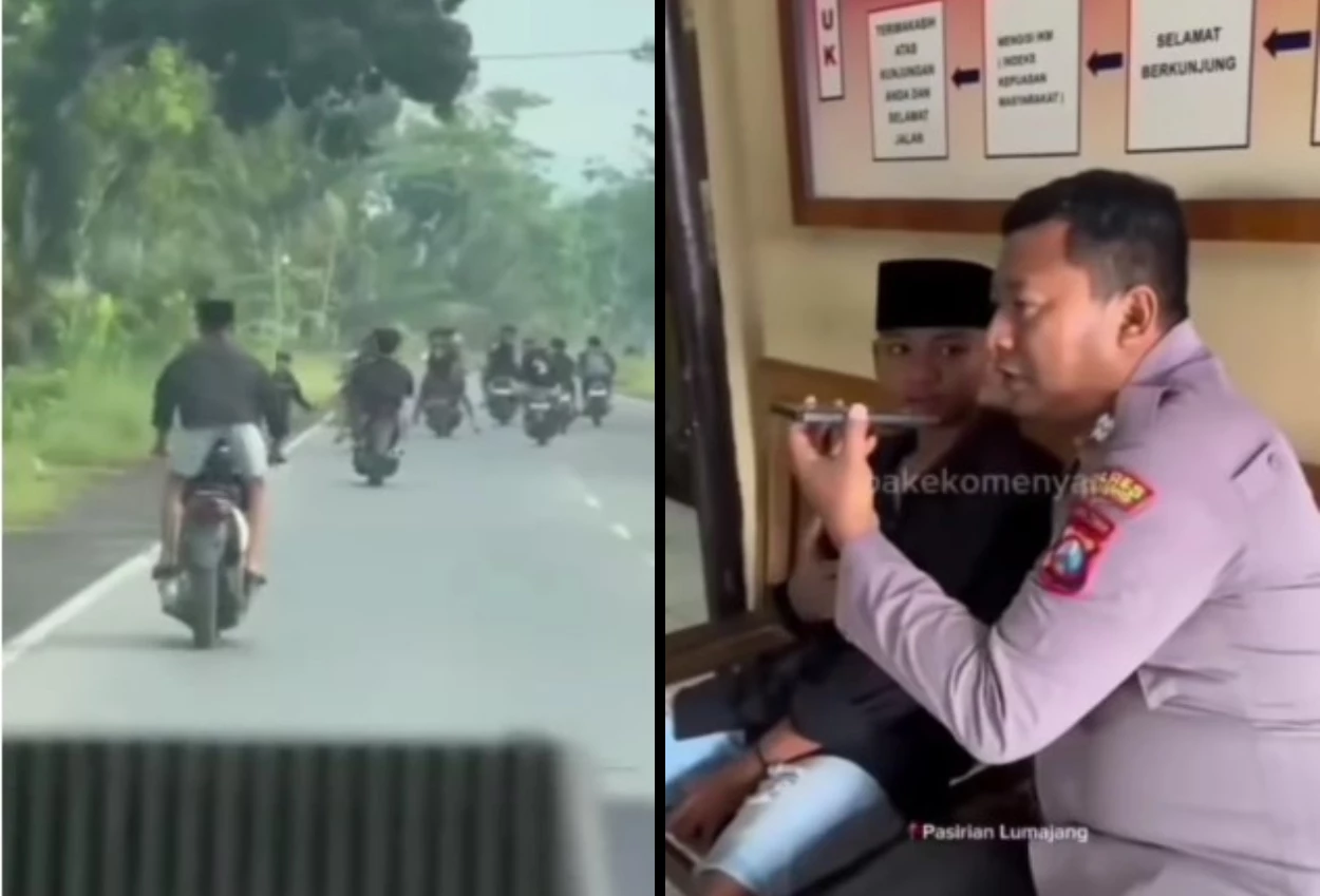 Ejek polisi saat balap liar, remaja lumajang menangis saat ditangkap