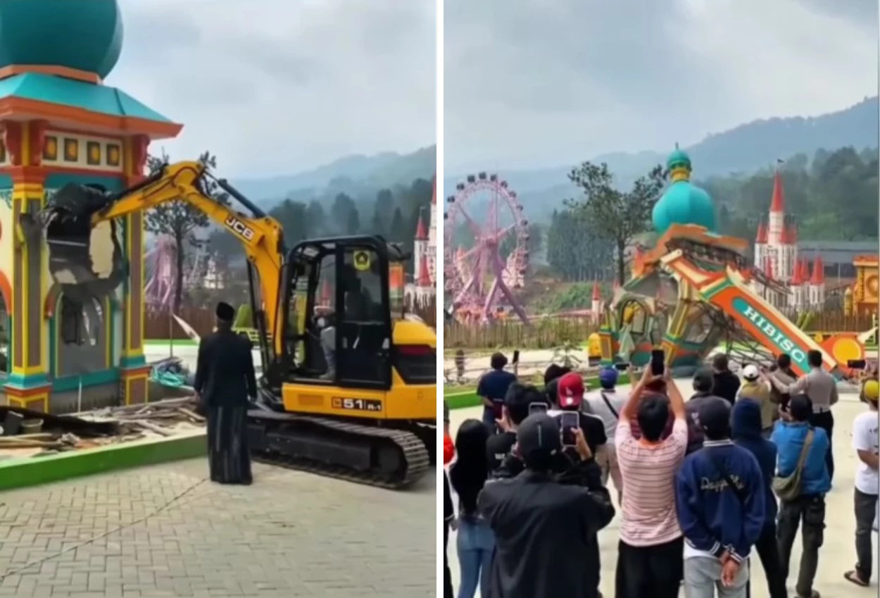 Jadi penyebab banjir, dedi mulyadi bongkar wisata hibisc fantasy bogor