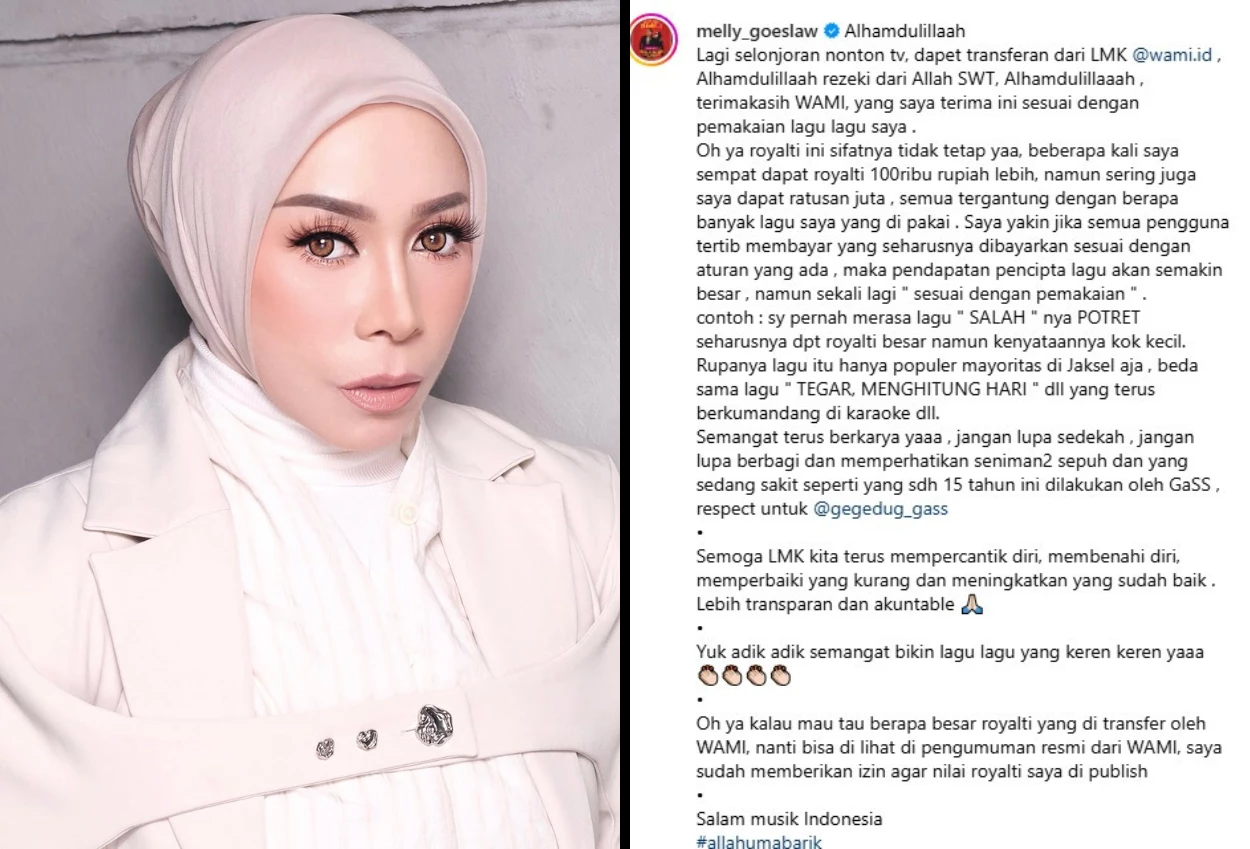Lagi santai nonton tv, melly goeslaw dapat transferan royalti dari wami