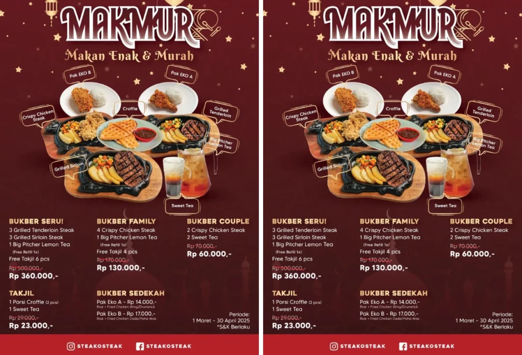 Promo bukber di steak o steak, bandung
