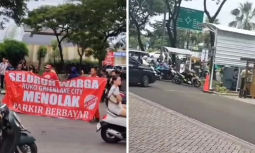 Warga ruko green lake city demo tolak penerapan parkir berbayar