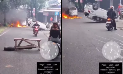 Dua mobil tabrakan di jakarta timur, 1 kendaraan terbakar